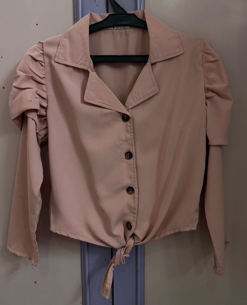 Cute Pink Tie-Front Top