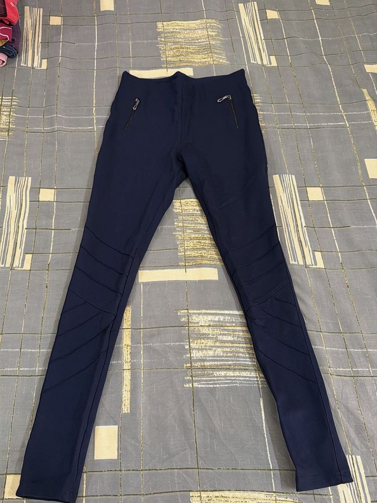 Navy Moto Style Leggings