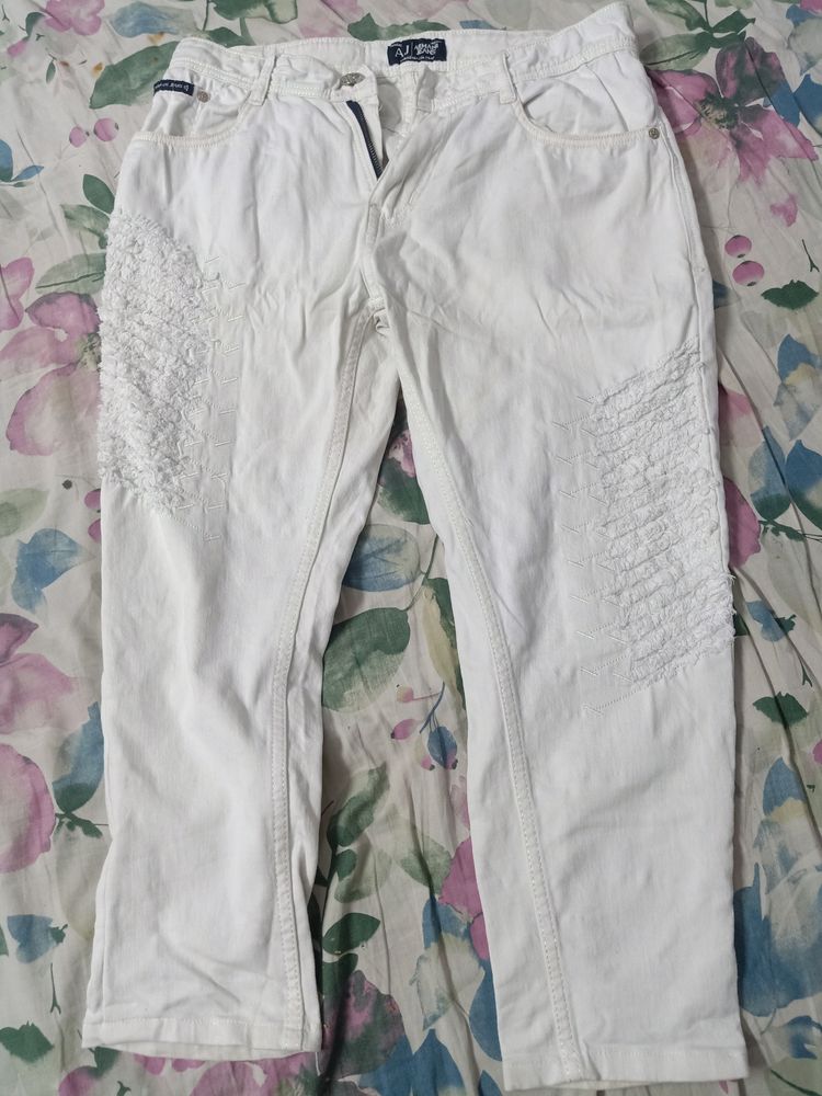Men&#39;s White Ankle Jeans