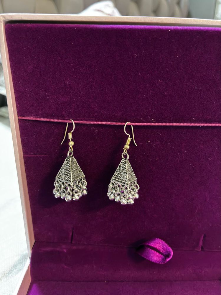Ethnic Silver Jhumka Earrings