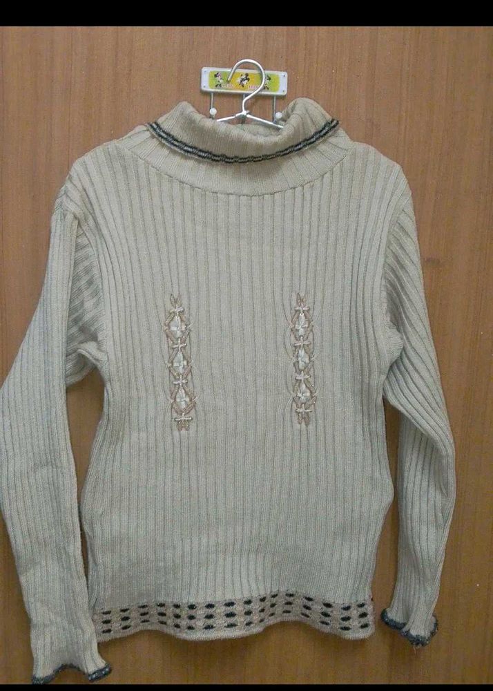 Vintage Turtleneck Sweater highneck cream beige wi