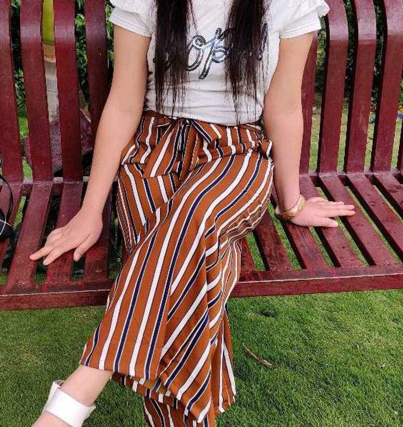 Striped Wide Leg Trousers