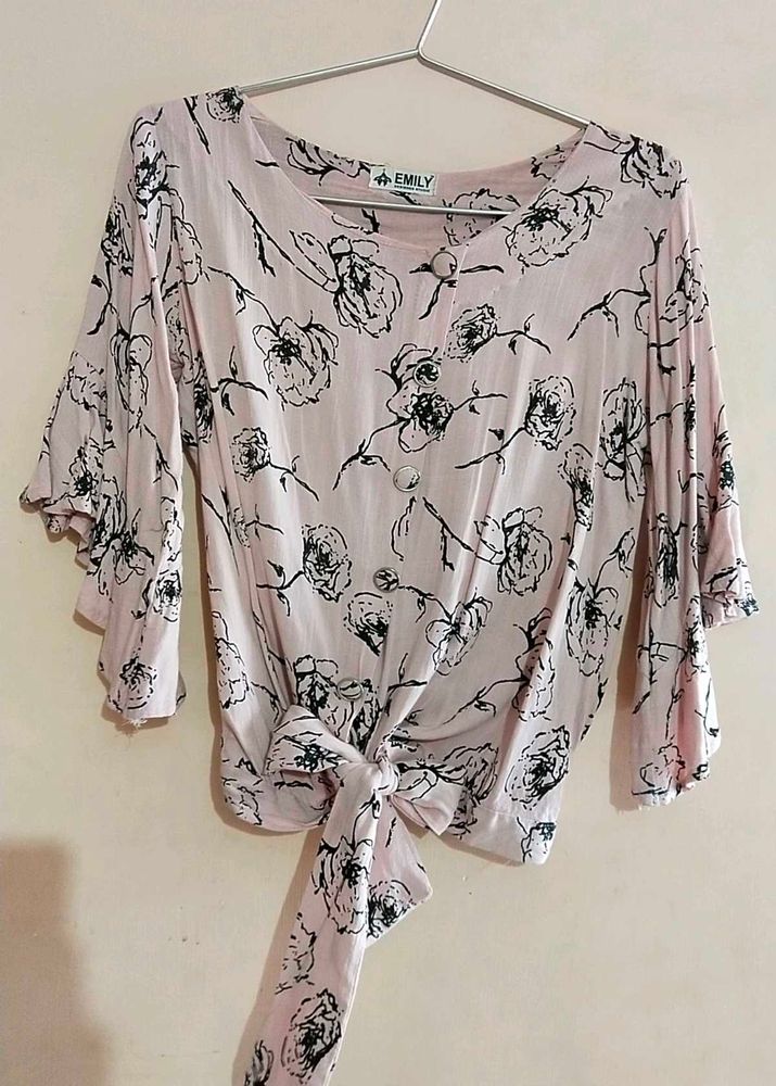 Floral Tie-Front Blouse