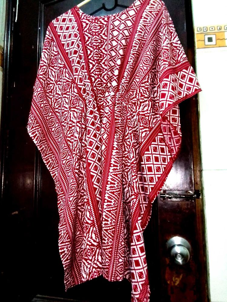 Kaftan For Women Red &amp; White