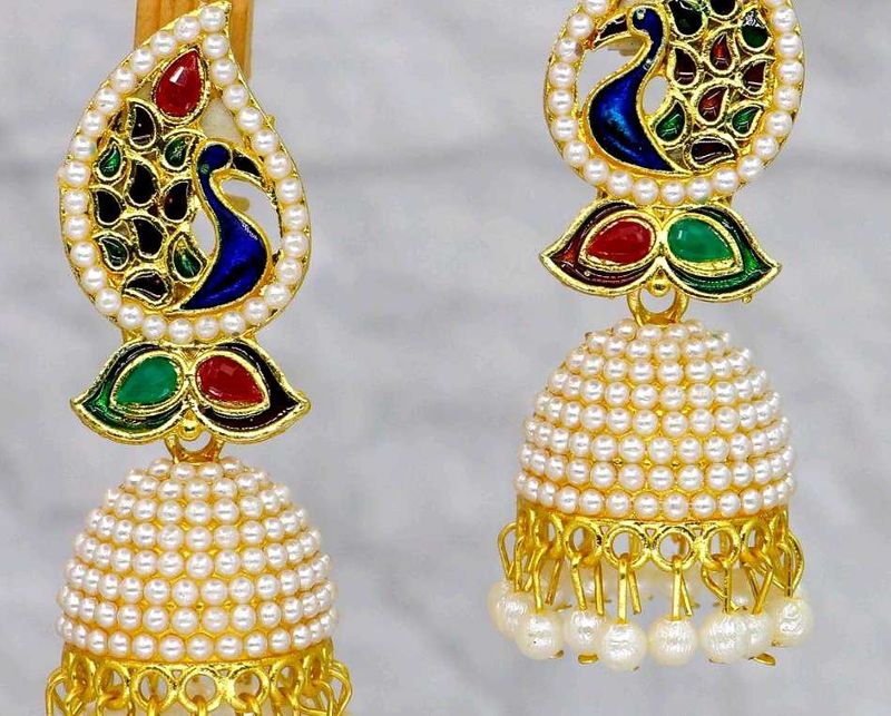 Peacock Jhumka Earrings