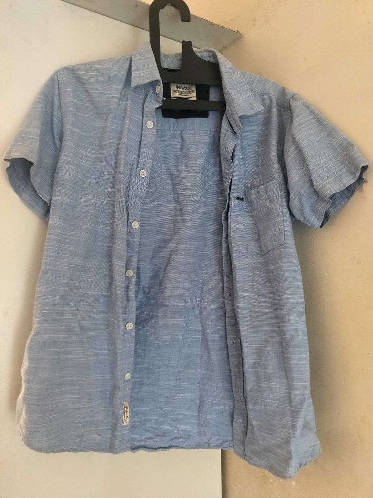 Men&#39;s Blue Short Sleeve Shirt
