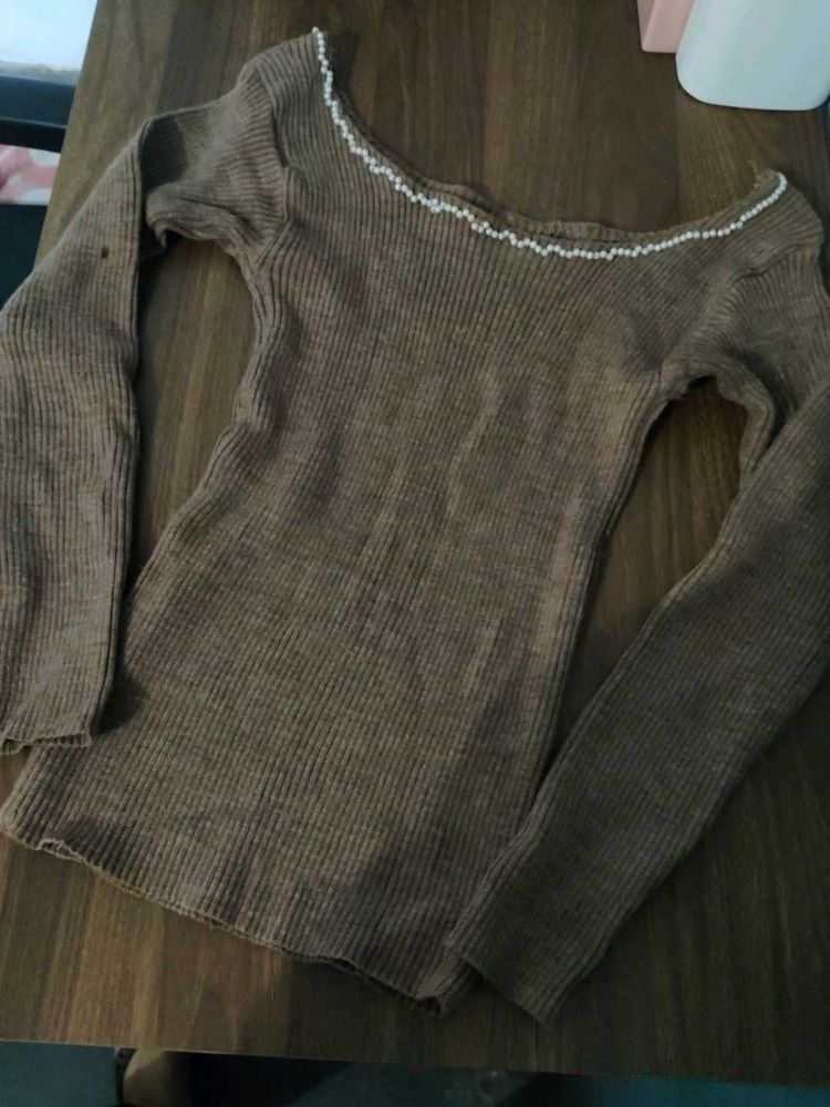 Brown Knit Top