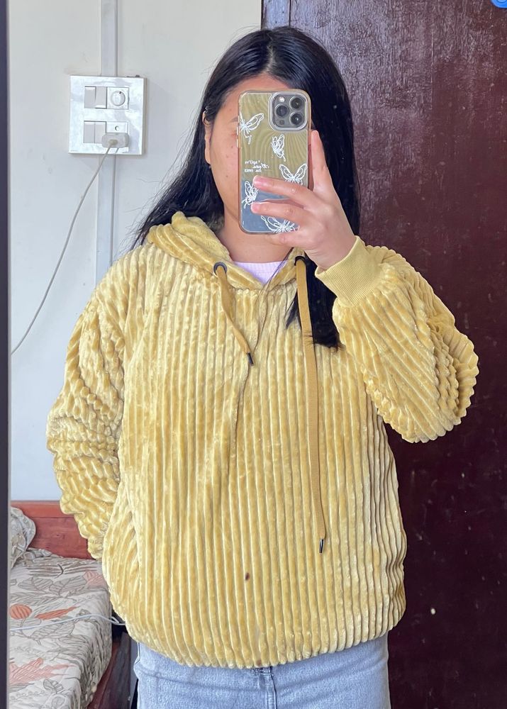 Corduroy Yellow Hoodie
