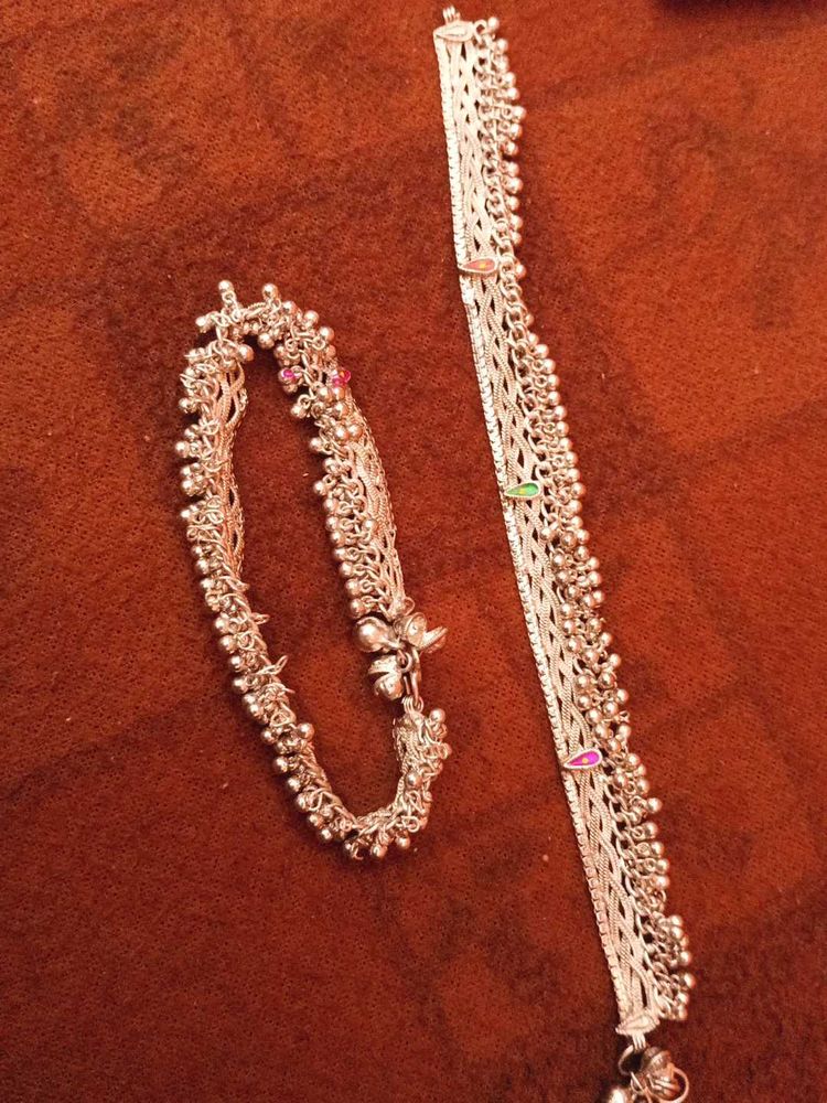 Silver Anklets with Bells