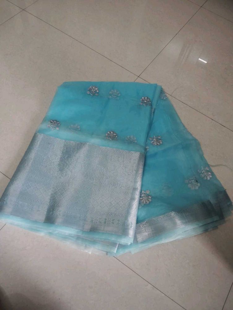 Blue Embellished Saree