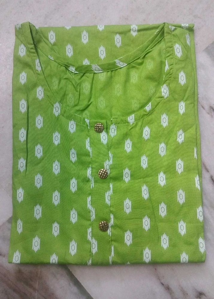 Green Printed Kurta