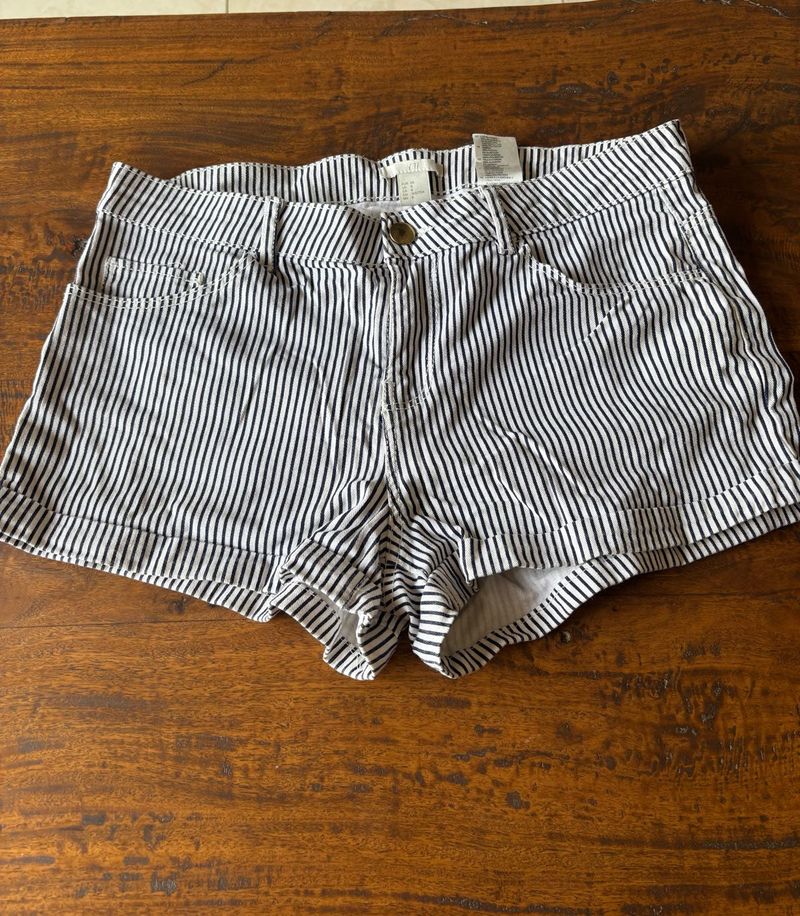 Striped Denim Shorts