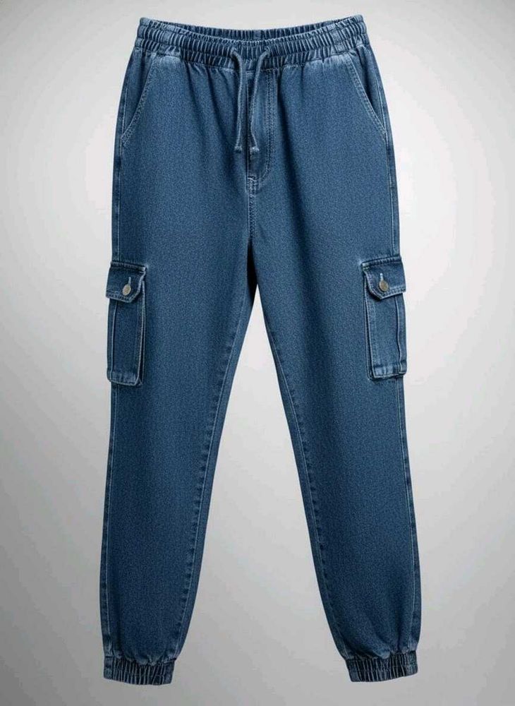 Denim Cargo Joggers