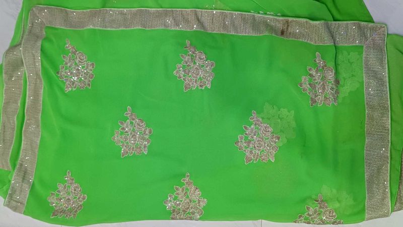Green Embroidered Saree
