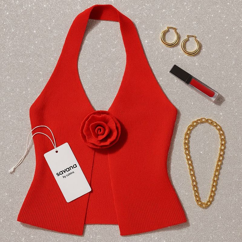 Urbanic - Red Rose Halter Top ❤️‍🔥– Elegant, Chic