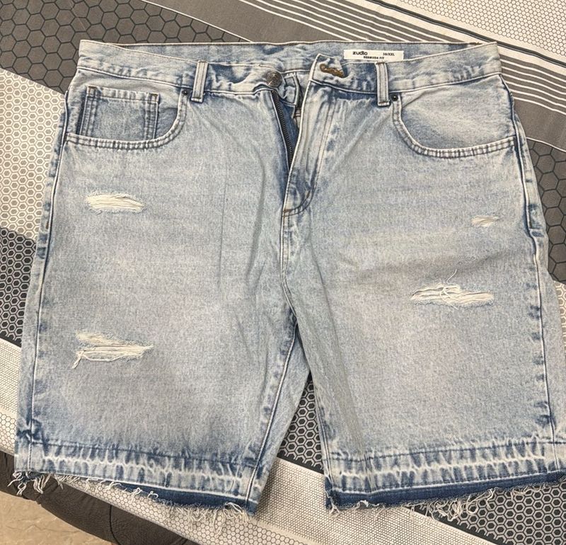 Distressed Denim Shorts