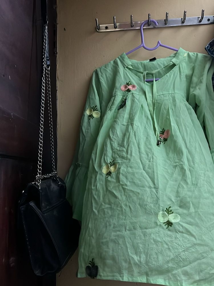 Mint Green Embroidered Tunic