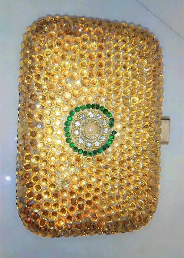 Gold Rhinestone Evening Clutch