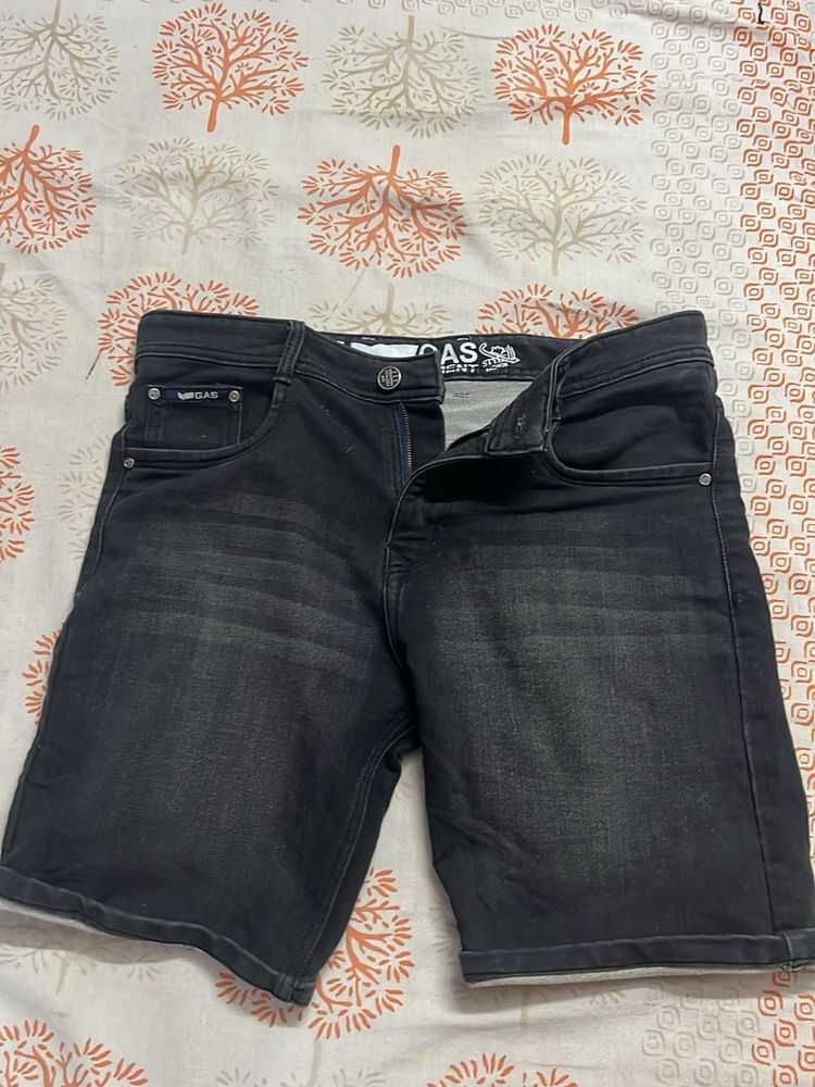 GAS Black Denim Shorts