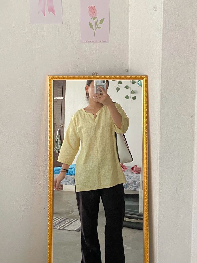 Vintage Yellow Tunic Top