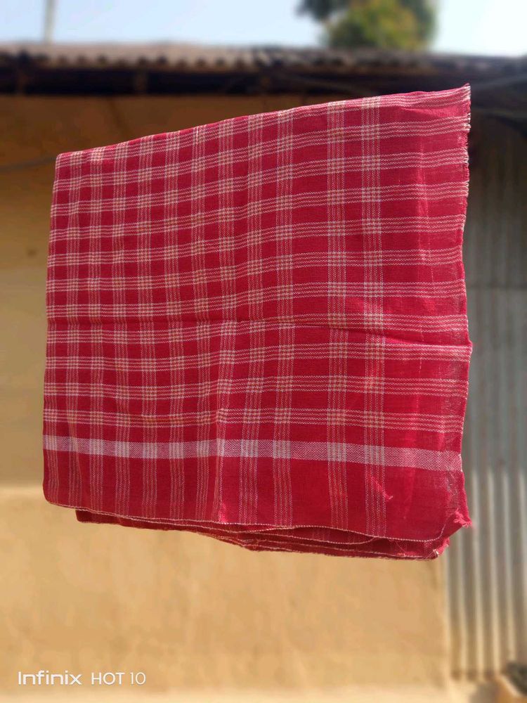 Red Checked Handloom Cotton Gamcha or Towel