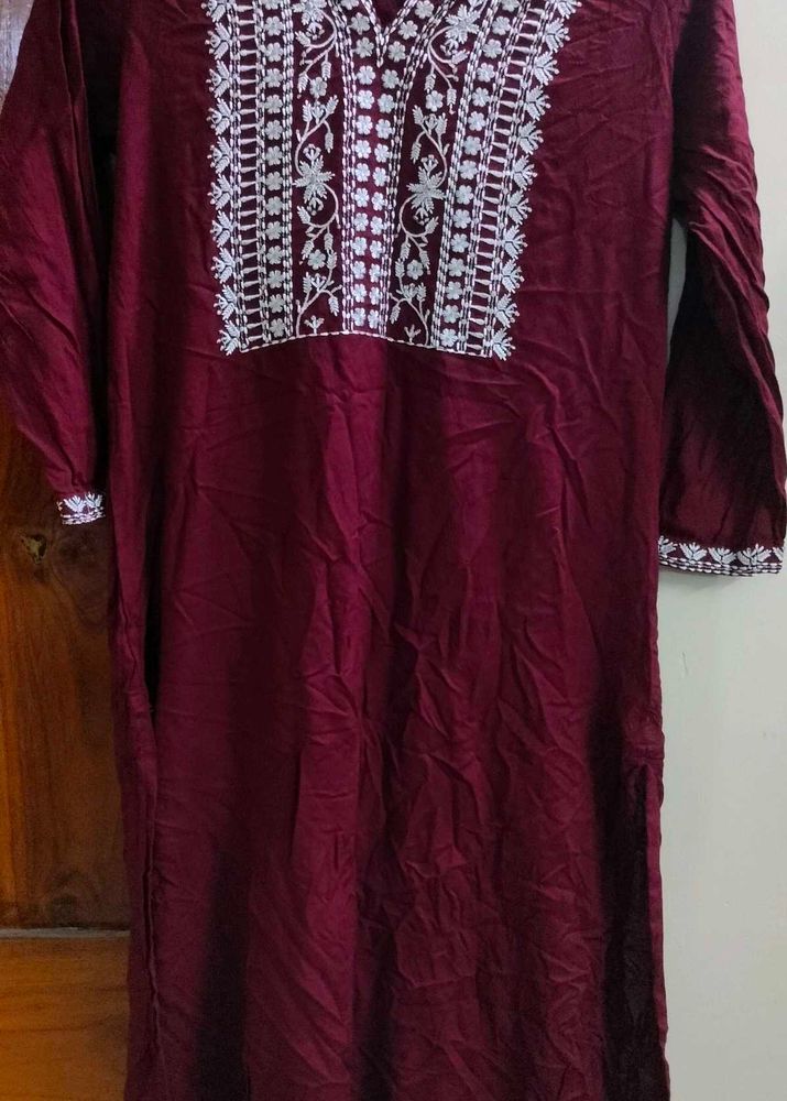 Maroon Formal Kurtha For Office