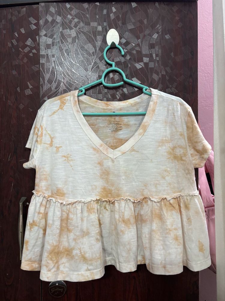Tie-Dye Ruffle Hem Top