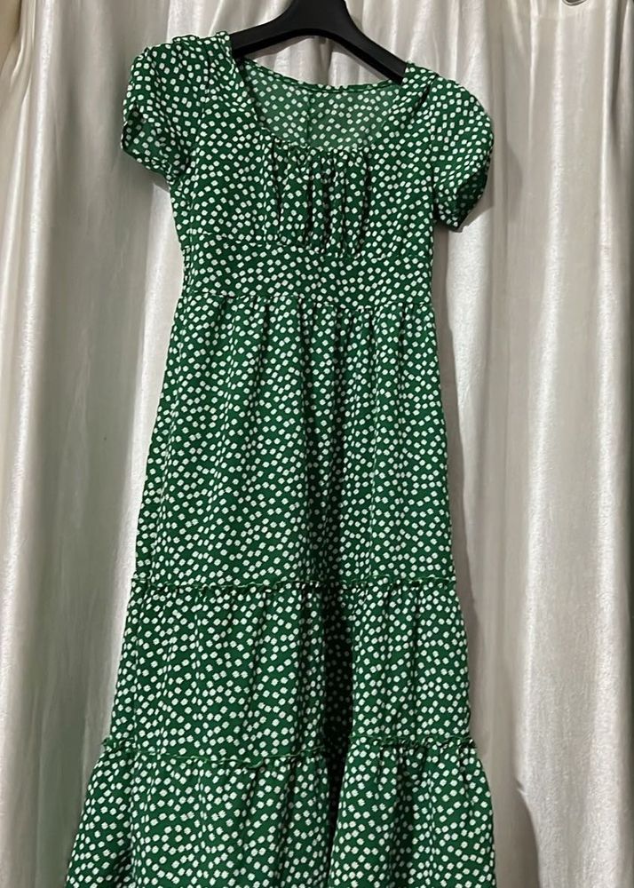 Green Floral Midi Dress