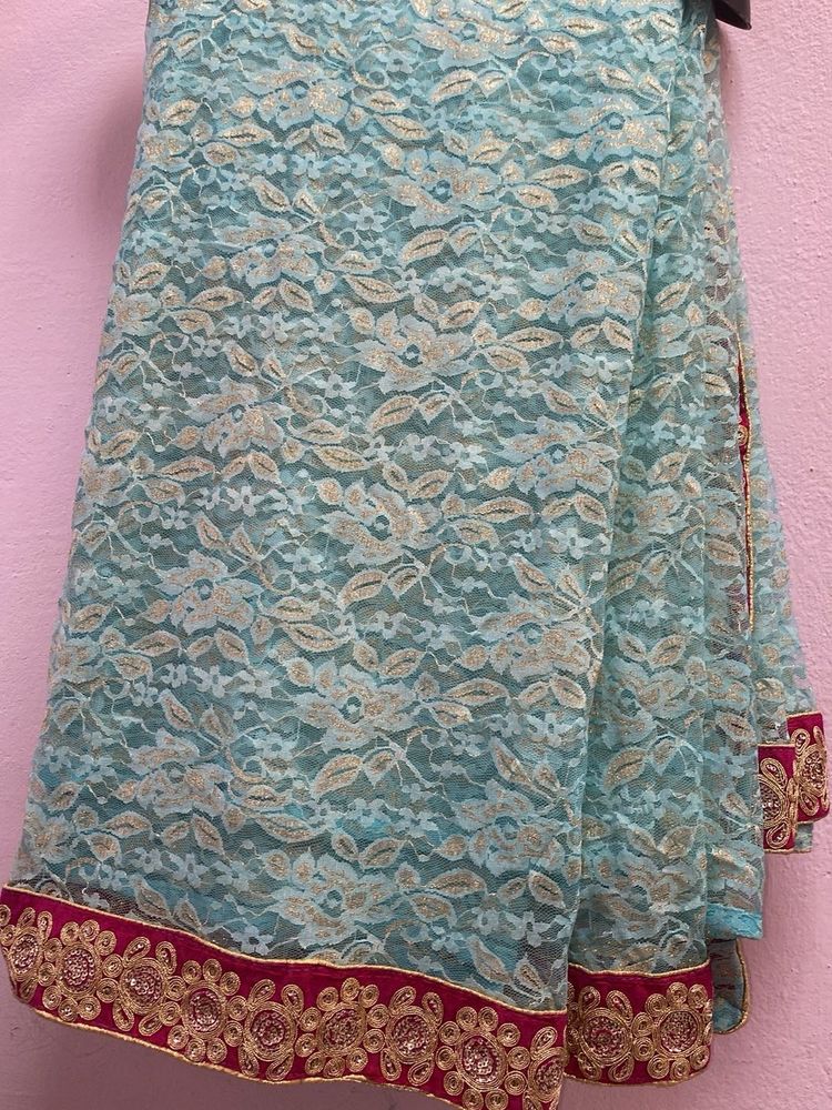 Elegant Blue Embellished Saree