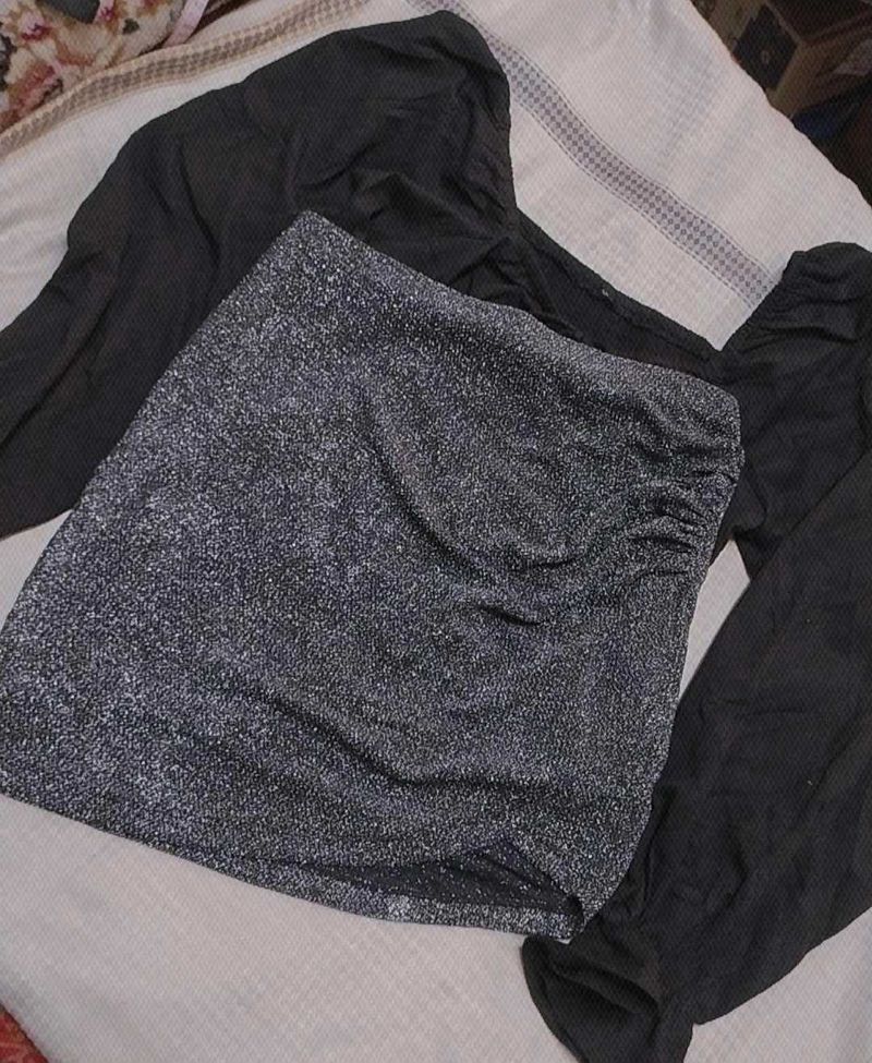 Asymmetric Party Wear Mini Skirt