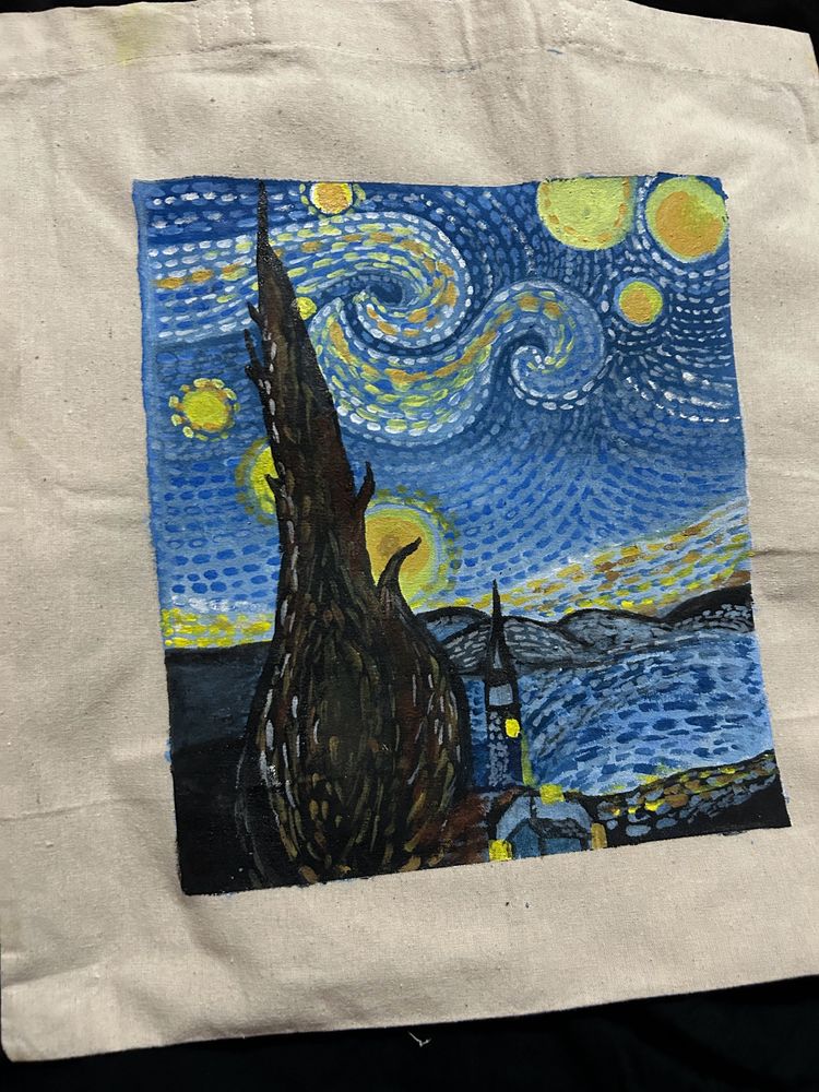 Starry Night Painted Tote Bag (Van Gogh)