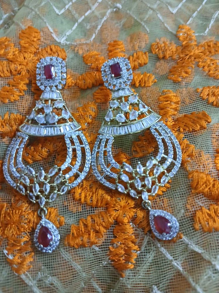 Red Stone Ad Earings Functinable