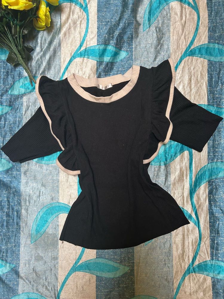 Black Ruffle Top
