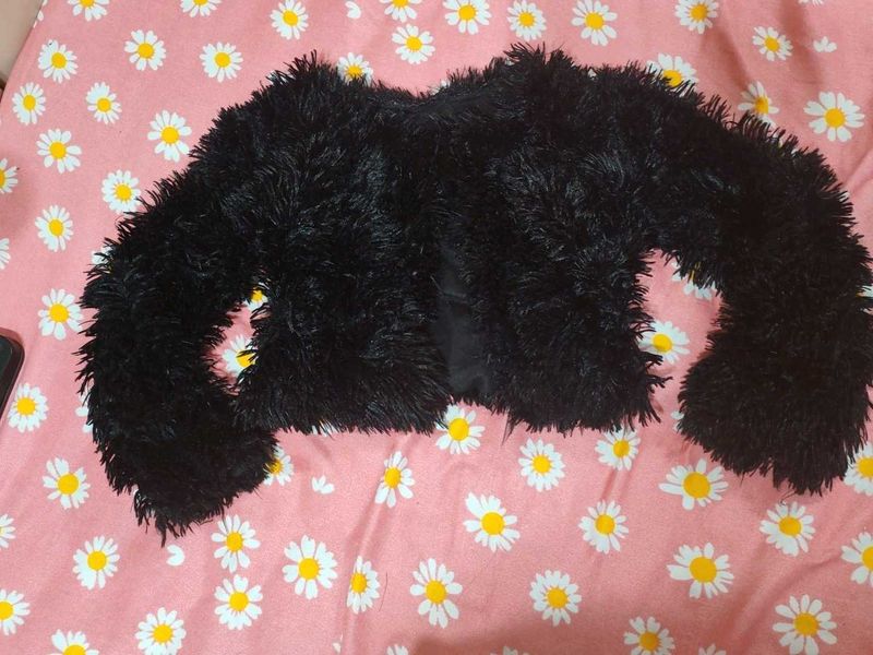 Fuzzy Black Cropped Jacket