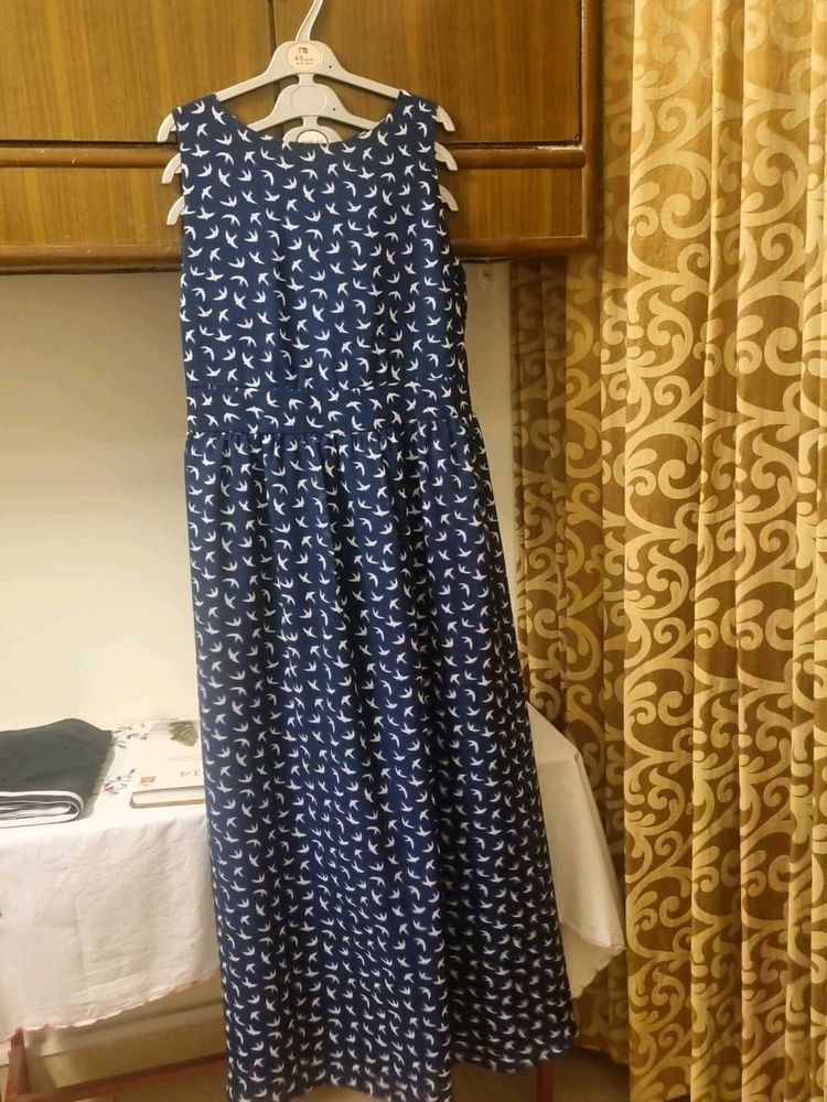 Blue Dress With Birds