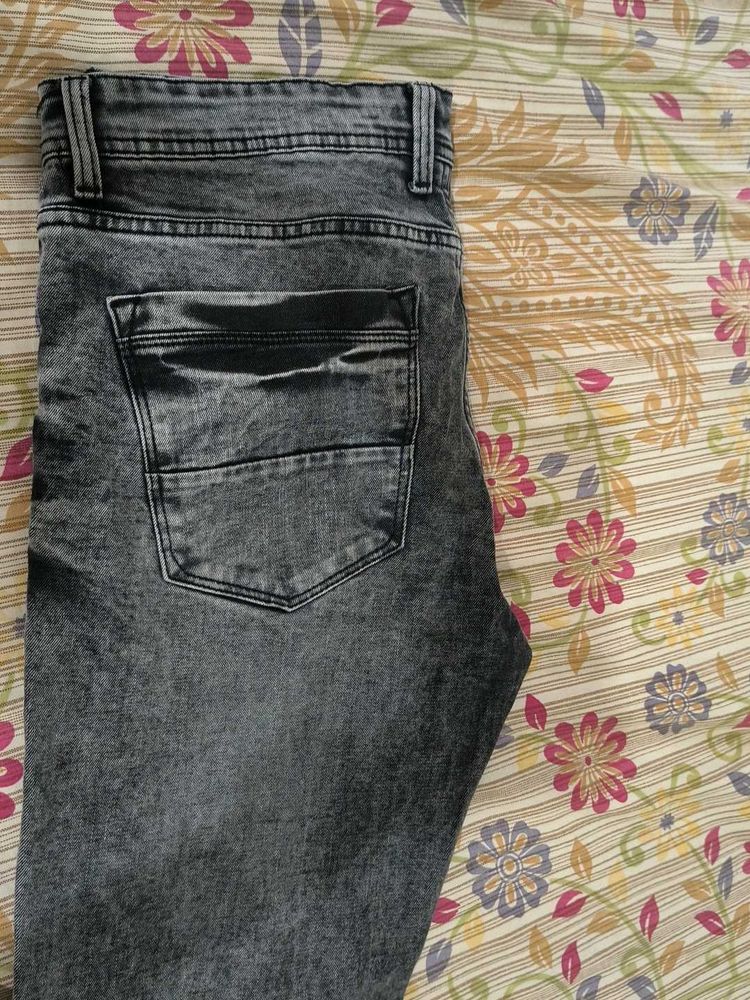 Gray Wash Denim Jeans