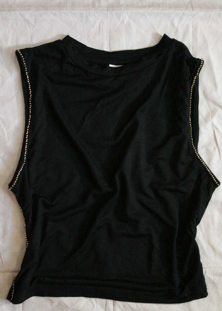 Clearance Sale🔥Black Embellished Fitted Top