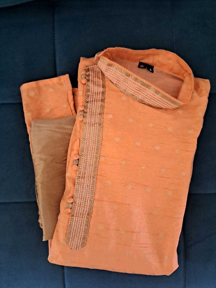 Peach Kurta Pajama Set