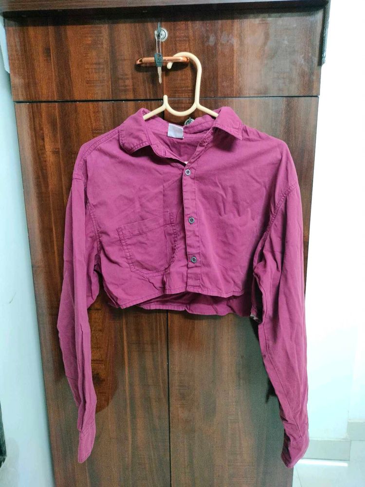 Boxy Fit Maroon Crop Shirt