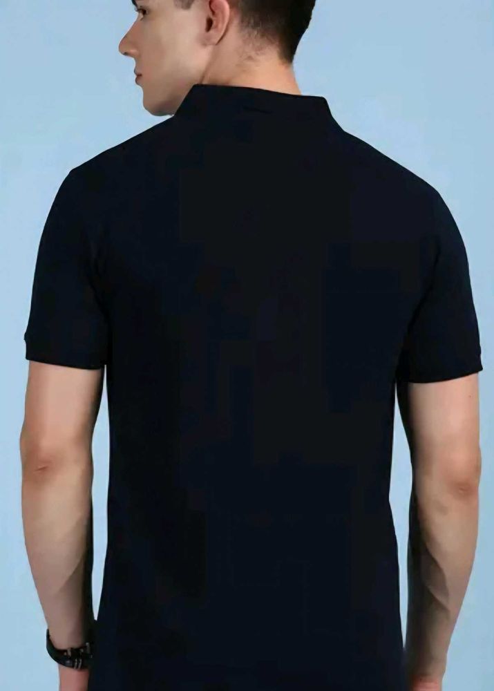 Stylish Black Revved Denim Polo