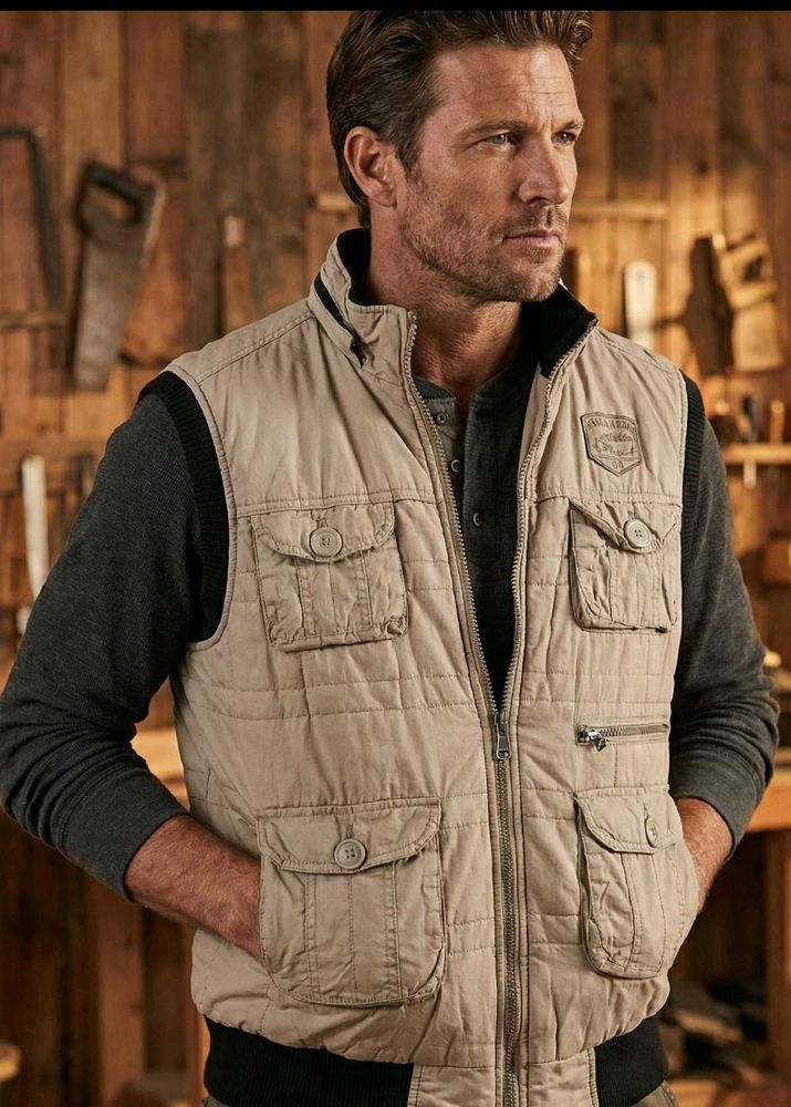 Beige Padded Sleeveless Jacket
