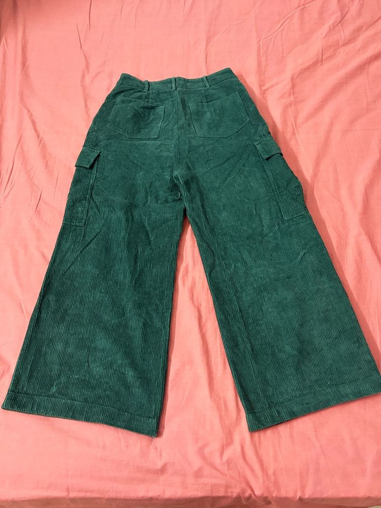 Green Corduroy Wide Leg Pants
