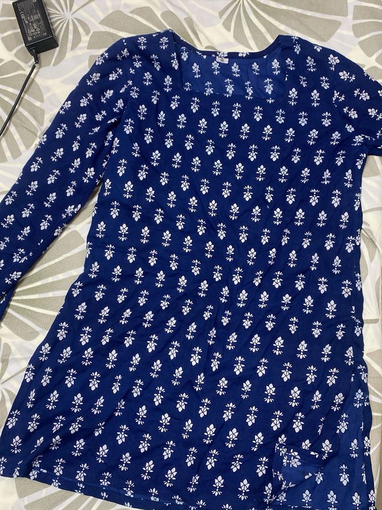 Blue Floral Print Kurta
