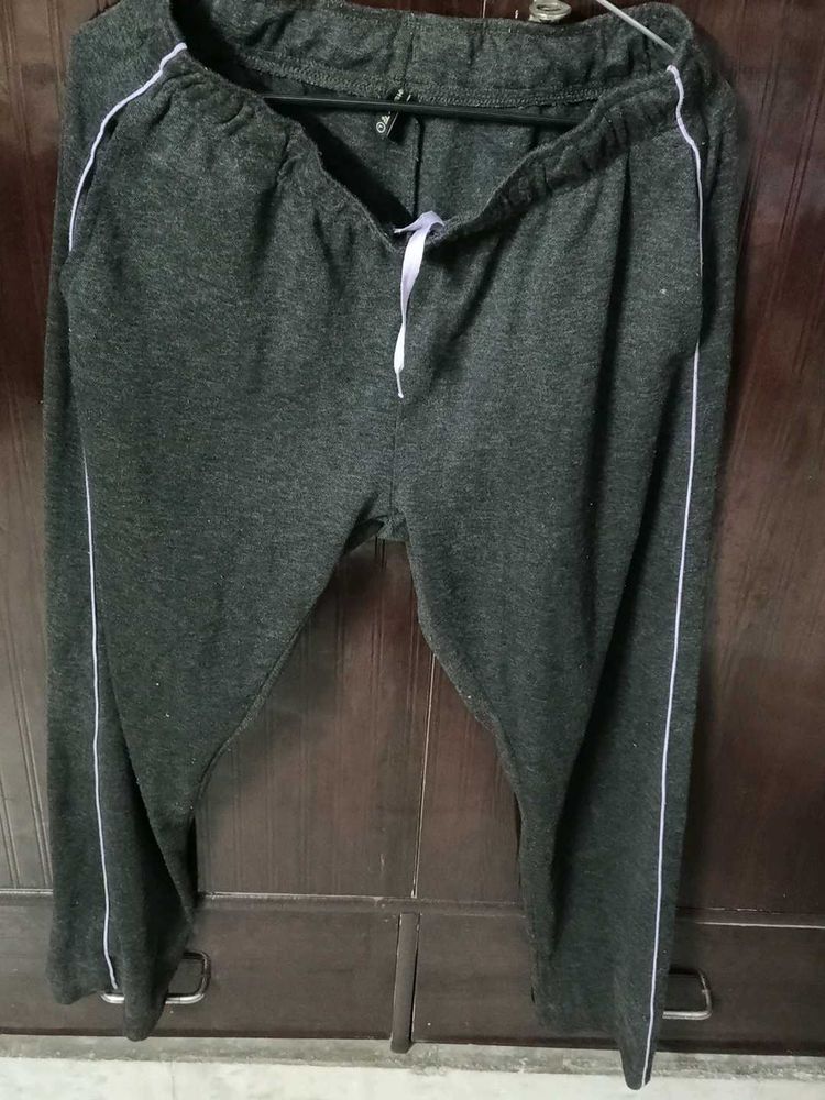 Gray Track Pants with Lavender Stripe