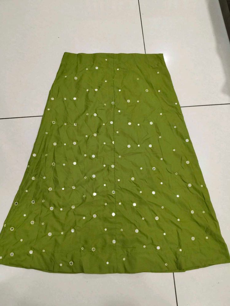 Olive Green Mirror Work Lehnga 💚🪞