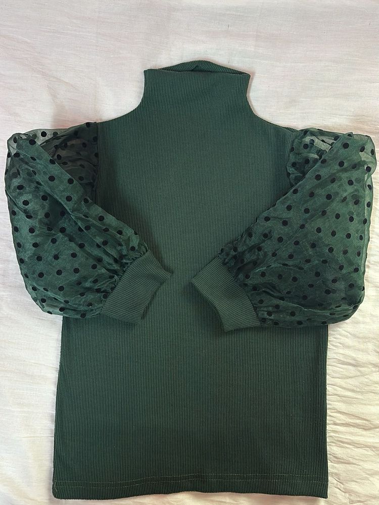 Price Drop ‼️Chic Green Turtle Neck Top