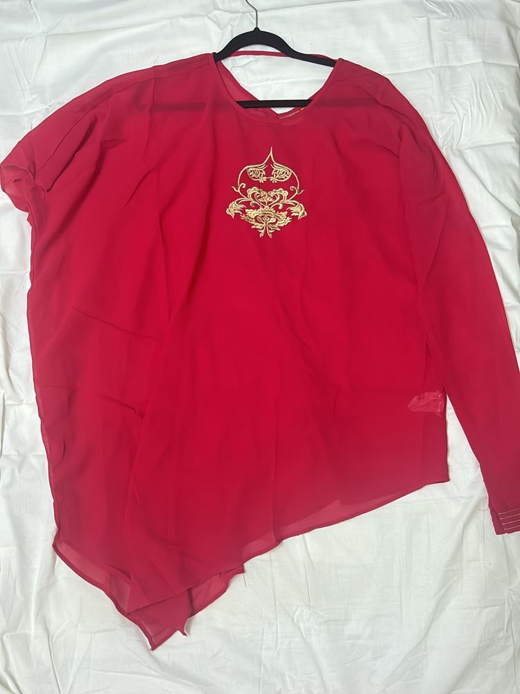 Asymmetrical Kurta Red