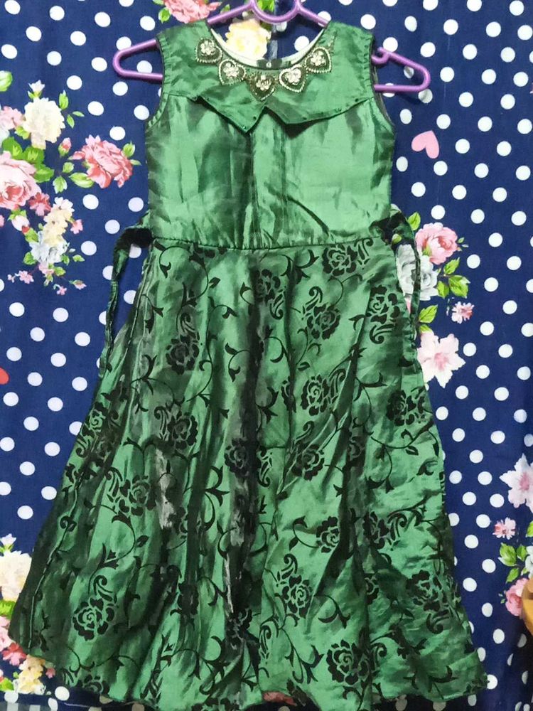 Emerald Green Floral Party Dress