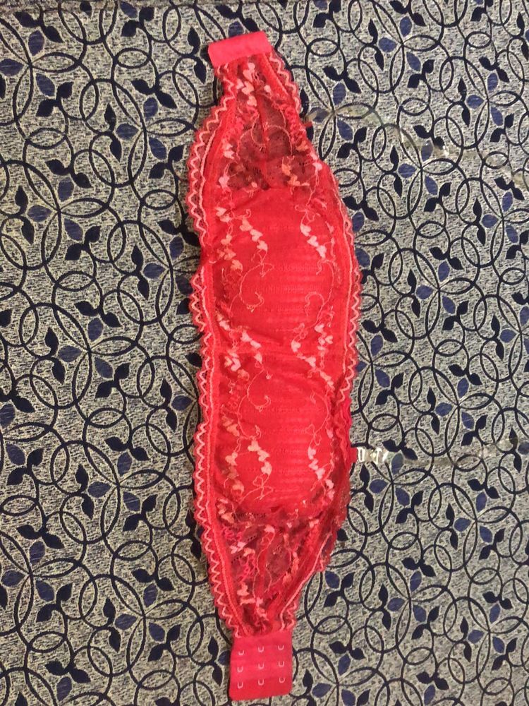 Red Lace Strapless Bra