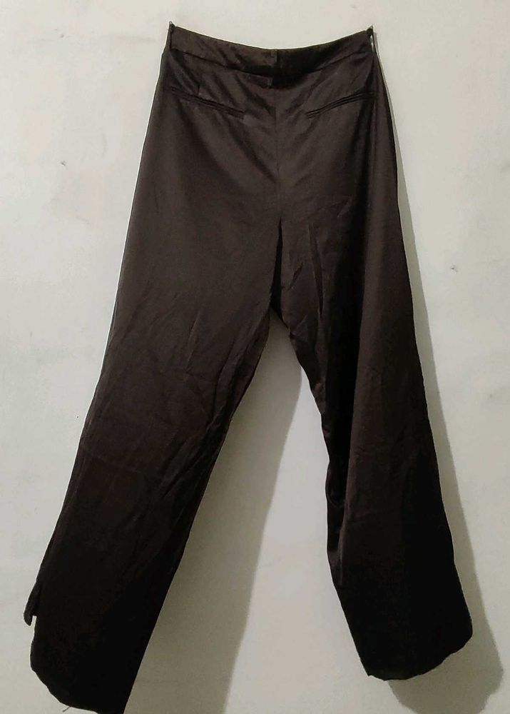 ZARA Brown Satin Straight Trouser